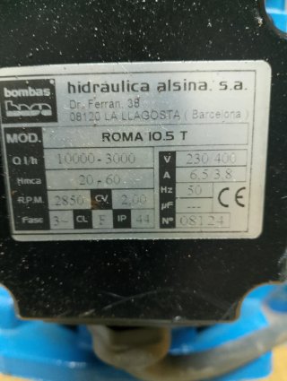 Bomba trifásica agua industrial