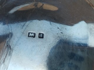 Antica coppia calamai in vetro e argento inglese