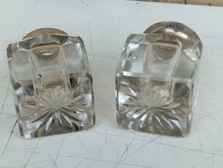 Antica coppia calamai in vetro e argento inglese