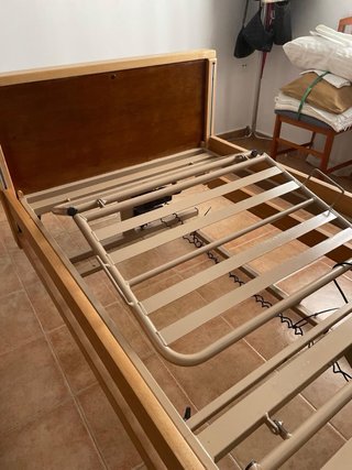 Cama eléctrica de madera y metal mas silla ducha