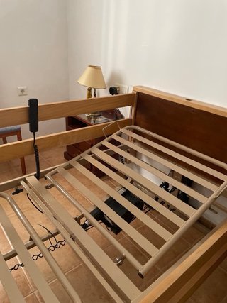 Cama eléctrica de madera y metal mas silla ducha