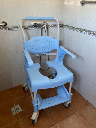 Cama eléctrica de madera y metal mas silla ducha