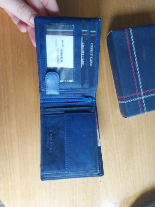 Cartera Hombre Azul Marino y Gris