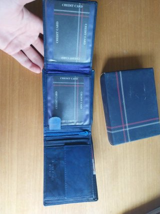 Cartera Hombre Azul Marino y Gris
