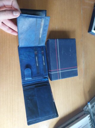 Cartera Hombre Azul Marino y Gris