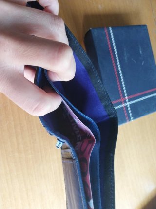 Cartera Hombre Azul Marino y Gris