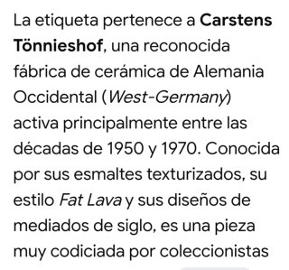 Cuenco vintage cerámica Fat Lava Alemania Años 70