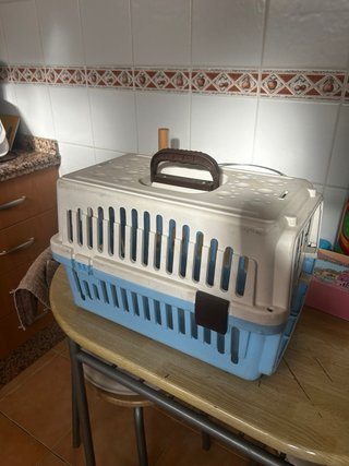 Transportín perros/gatos azul y blanco