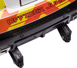 Coche Eléctrico para Niños de Policía, Coche Eléctrico de 12V para Niños con Control Remoto, Sirena, Luces, Conexión USB para Música, 110X68X52Cm, Blanco
