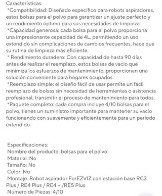 9 Bolsas repuesto aspirador EZVIZ