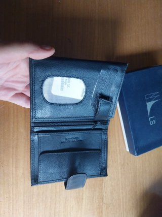 Cartera LS Negra Piel Cierre Botón