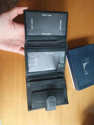 Cartera LS Negra Piel Cierre Botón