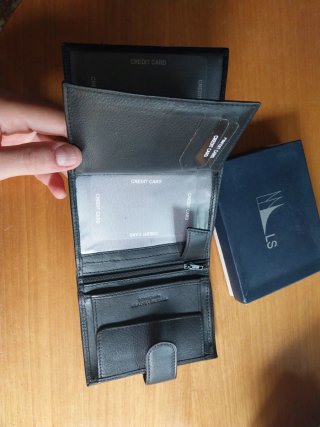 Cartera LS Negra Piel Cierre Botón