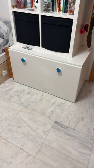 Cajón/Banco Almacenaje IKEA Blanco y Azul