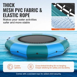 Bouncer de Agua Inflable, Trampolín Recreativo de 12 pies, Plataforma de Salto Portátil con Escalera de 3 Pasos y Bomba de Aire Eléctrica, Rebotador Flotante para Niños y Adultos para Piscina, Lag...