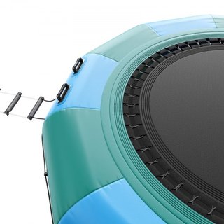 Bouncer de Agua Inflable, Trampolín Recreativo de 12 pies, Plataforma de Salto Portátil con Escalera de 3 Pasos y Bomba de Aire Eléctrica, Rebotador Flotante para Niños y Adultos para Piscina, Lag...