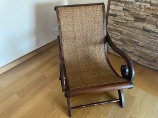 2 Sillones Coloniales Madera y Mimbre tipo hamaca