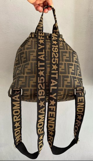 FENDI VINTAGE MOCHILA ZUCCA MARRON CASTAÑO MUJER