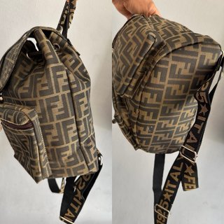 FENDI VINTAGE MOCHILA ZUCCA MARRON CASTAÑO MUJER