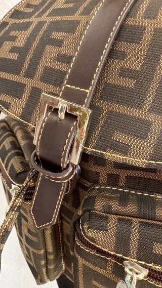 FENDI VINTAGE MOCHILA ZUCCA MARRON CASTAÑO MUJER