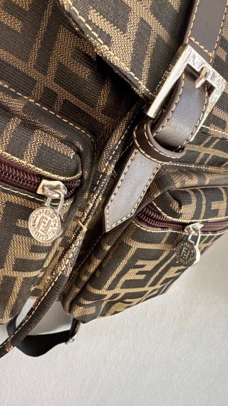FENDI VINTAGE MOCHILA ZUCCA MARRON CASTAÑO MUJER