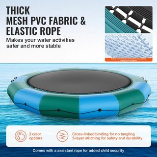 Bouncer de Agua Inflable, Trampolín Recreativo de Agua de 15 pies, Plataforma de Salto Portátil con Escalera de 3 Pasos y Bomba de Aire Eléctrica, Rebotador Flotante para Niños y Adultos para Pisc...