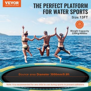 Bouncer de Agua Inflable, Trampolín Recreativo de Agua de 13 pies, Plataforma de Salto Portátil con Escalera de 3 Pasos y Bomba de Aire Eléctrica, Rebotador Flotante para Niños y Adultos para Pisc...
