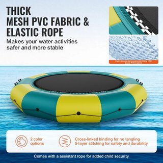 Bouncer de Agua Inflable, Trampolín Recreativo de Agua de 13 pies, Plataforma de Salto Portátil con Escalera de 3 Pasos y Bomba de Aire Eléctrica, Rebotador Flotante para Niños y Adultos para Pisc...