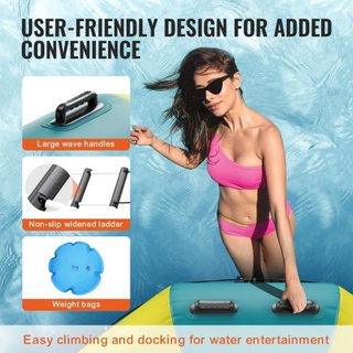 Bouncer de Agua Inflable, Trampolín Recreativo de Agua de 13 pies, Plataforma de Salto Portátil con Escalera de 3 Pasos y Bomba de Aire Eléctrica, Rebotador Flotante para Niños y Adultos para Pisc...