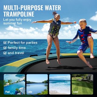 Bouncer de Agua Inflable, Trampolín Recreativo de Agua de 13 pies, Plataforma de Salto Portátil con Escalera de 3 Pasos y Bomba de Aire Eléctrica, Rebotador Flotante para Niños y Adultos para Pisc...