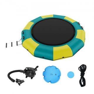 Bouncer de Agua Inflable, Trampolín Recreativo de Agua de 13 pies, Plataforma de Salto Portátil con Escalera de 3 Pasos y Bomba de Aire Eléctrica, Rebotador Flotante para Niños y Adultos para Pisc...