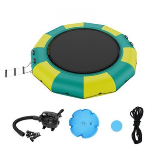 Bouncer de Agua Inflable, Trampolín Recreativo de Agua de 12 pies, Plataforma de Salto Portátil con Escalera de 3 Pasos y Bomba de Aire Eléctrica, Rebotador Flotante para Niños y Adultos para Pisc...