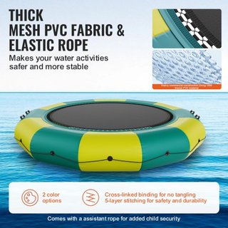 Bouncer de Agua Inflable, Trampolín Recreativo de Agua de 12 pies, Plataforma de Salto Portátil con Escalera de 3 Pasos y Bomba de Aire Eléctrica, Rebotador Flotante para Niños y Adultos para Pisc...