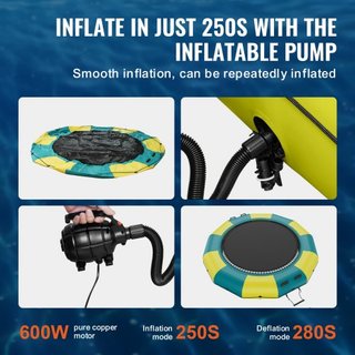 Bouncer de Agua Inflable, Trampolín Recreativo de Agua de 12 pies, Plataforma de Salto Portátil con Escalera de 3 Pasos y Bomba de Aire Eléctrica, Rebotador Flotante para Niños y Adultos para Pisc...