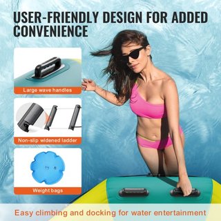 Bouncer de Agua Inflable, Trampolín Recreativo de Agua de 12 pies, Plataforma de Salto Portátil con Escalera de 3 Pasos y Bomba de Aire Eléctrica, Rebotador Flotante para Niños y Adultos para Pisc...