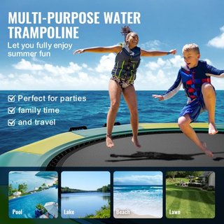 Bouncer de Agua Inflable, Trampolín Recreativo de Agua de 12 pies, Plataforma de Salto Portátil con Escalera de 3 Pasos y Bomba de Aire Eléctrica, Rebotador Flotante para Niños y Adultos para Pisc...