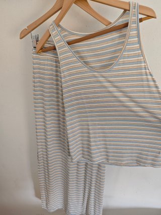 Conjunto falda larga + top tirantes rayas talla M