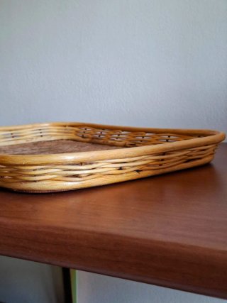 Vassoio rettangolare in bambù e vimini