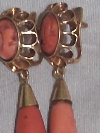 Pendientes Oro 18k Antiguos Coral