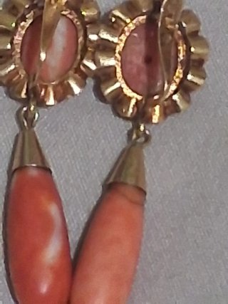 Pendientes Oro 18k Antiguos Coral
