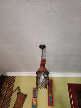 Lámpara colgante rústica madera y metal