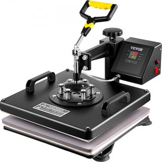 Máquina de Prensa Térmica, 15 x 15 Pulgadas, 5 en 1 Combo de T-Shirt Sublimación Transfer Printer con Recubrimiento de Teflón, Accesorios para Taza/Gorra/Plato Incluidos, Certificado ETL/FCC, Negro