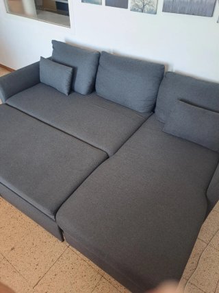 Sofá Cama Chaise Longue Gris 3 Plazas