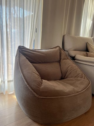 Puf Corduroy Marrón/Gris