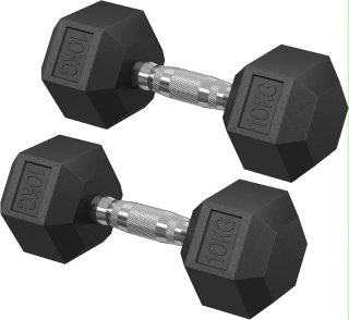 Par Mancuernas 10kg Hexagonales Gimnasio profesion