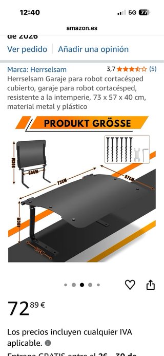 Garaje Cubierto para Robot Cortacésped