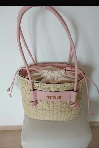 Bolso rafia Tous detalles rosa