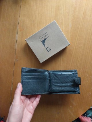 Cartera de piel negra/marrón oscuro para hombre