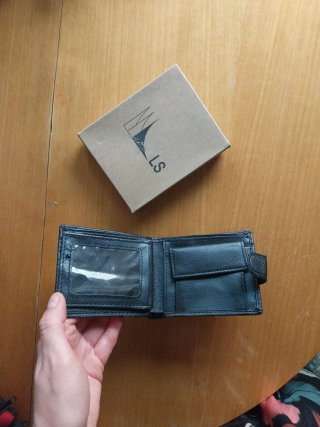 Cartera de piel negra/marrón oscuro para hombre