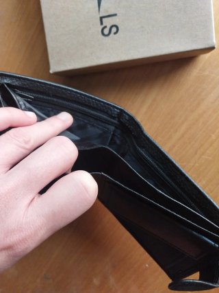 Cartera de piel negra/marrón oscuro para hombre